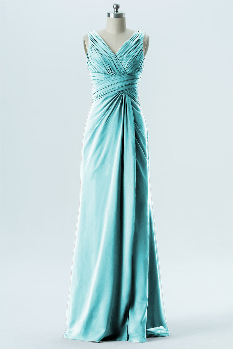 Chiffon Column V-Neck Sleeveless Bridesmaid Dress-B13650