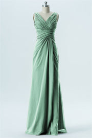 Chiffon Column V-Neck Sleeveless Bridesmaid Dress-B13650