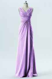 Chiffon Column V-Neck Sleeveless Bridesmaid Dress-B13650