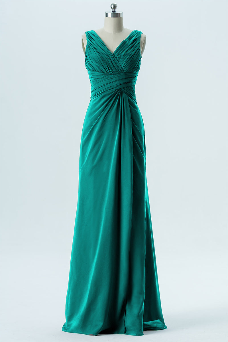 Chiffon Column V-Neck Sleeveless Bridesmaid Dress-B13650