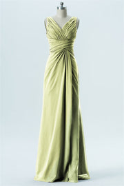 Chiffon Column V-Neck Sleeveless Bridesmaid Dress-B13650