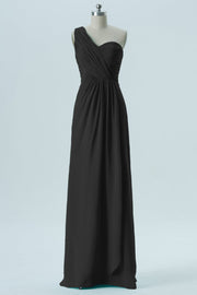 Chiffon Column One Shoulder Sleeveless Bridesmaid Dress-B13667