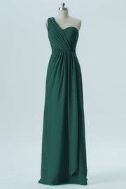 Chiffon Column One Shoulder Sleeveless Bridesmaid Dress-B13667