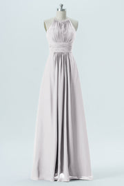 Chiffon Column Halter Sleeveless Bridesmaid Dress-B13670