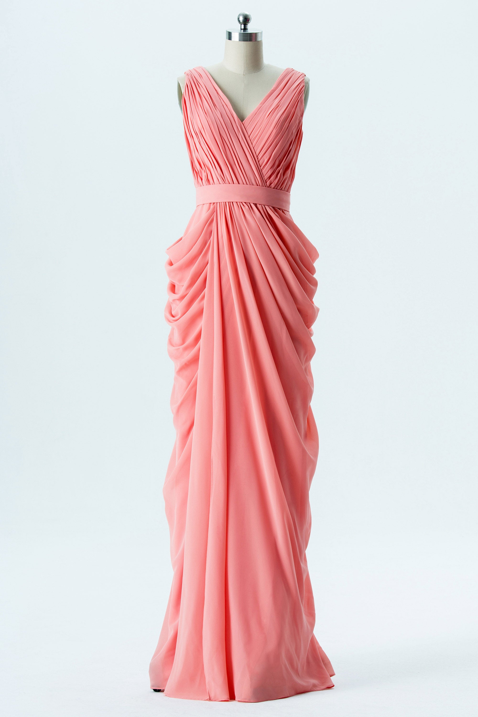 Chiffon V-Neck Sleeveless Bridesmaid Dress| Plus Size | 60+ Colors