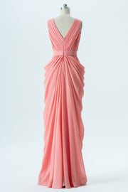 Chiffon V-Neck Sleeveless Bridesmaid Dress| Plus Size | 60+ Colors