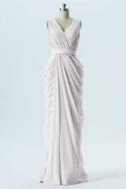 Chiffon Column V-Neck Sleeveless Bridesmaid Dress-B13672