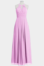 Chiffon Column Halte Sleeveless Bridesmaid Dress-B14002
