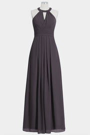Chiffon Column Halte Sleeveless Bridesmaid Dress-B14002