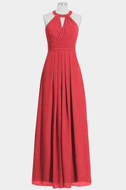 Chiffon Column Halte Sleeveless Bridesmaid Dress-B14002