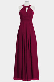 Chiffon Column Halte Sleeveless Bridesmaid Dress-B14002