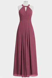 Chiffon Column Halte Sleeveless Bridesmaid Dress-B14002
