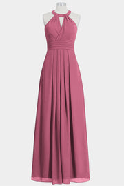 Chiffon Column Halte Sleeveless Bridesmaid Dress-B14002