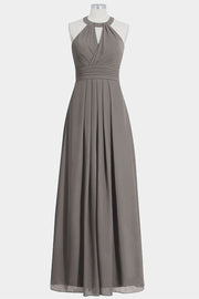Chiffon Column Halte Sleeveless Bridesmaid Dress-B14002
