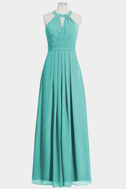 Chiffon Column Halte Sleeveless Bridesmaid Dress-B14002
