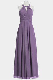 Chiffon Column Halte Sleeveless Bridesmaid Dress-B14002