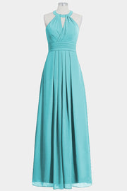 Chiffon Column Halte Sleeveless Bridesmaid Dress-B14002