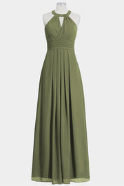 Chiffon Column Halte Sleeveless Bridesmaid Dress-B14002