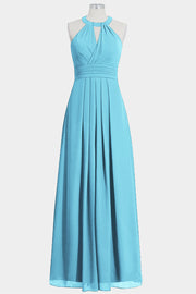 Chiffon Column Halte Sleeveless Bridesmaid Dress-B14002
