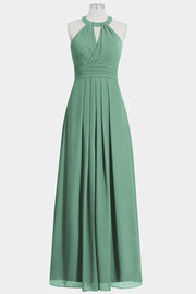 Chiffon Column Halte Sleeveless Bridesmaid Dress-B14002