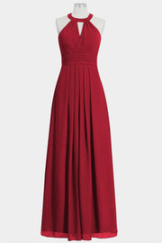 Chiffon Column Halte Sleeveless Bridesmaid Dress-B14002