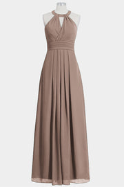 Chiffon Column Halte Sleeveless Bridesmaid Dress-B14002