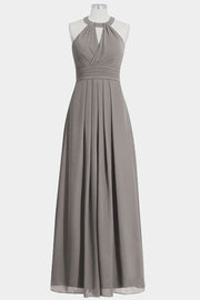 Chiffon Column Halte Sleeveless Bridesmaid Dress-B14002