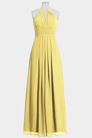 Chiffon Column Halte Sleeveless Bridesmaid Dress-B14002