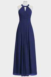 Chiffon Column Halte Sleeveless Bridesmaid Dress-B14002