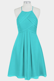 Chiffon Column Halter Sleeveless Bridesmaid Dress-B14003