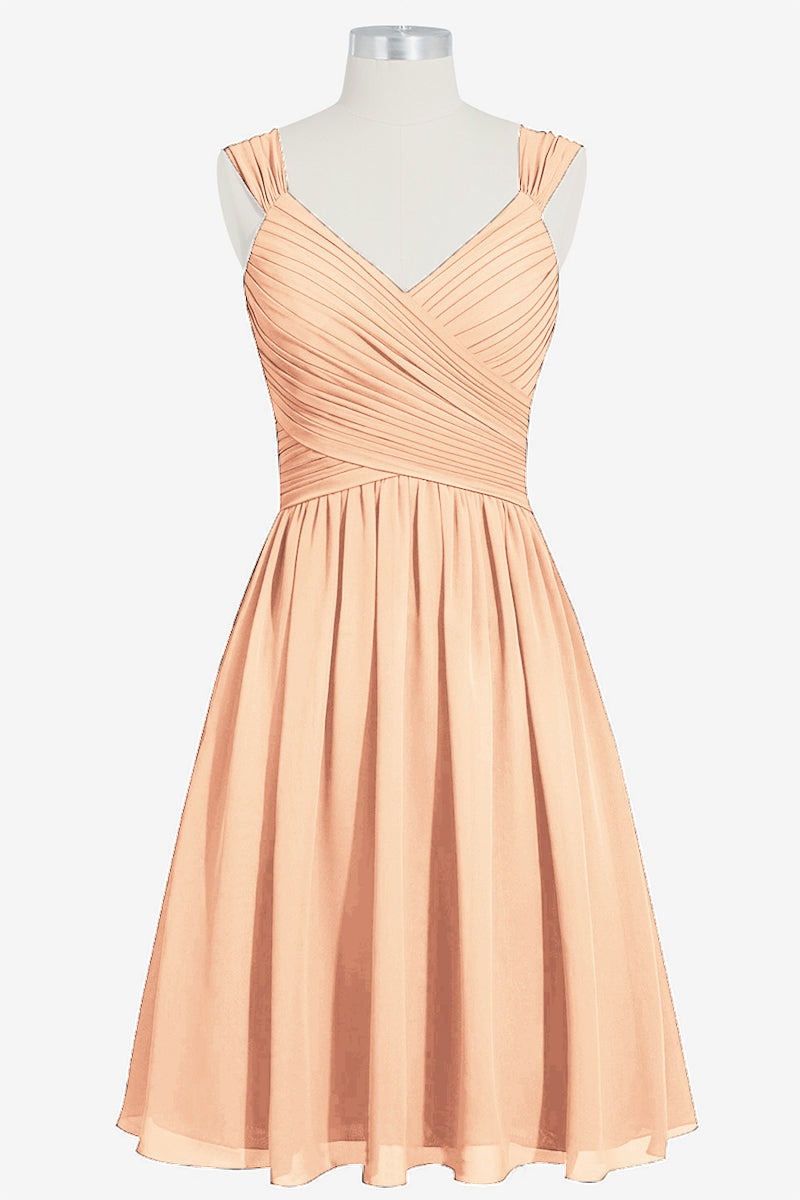 Chiffon Column V-Neck Sleeveless Bridesmaid Dress-B14006