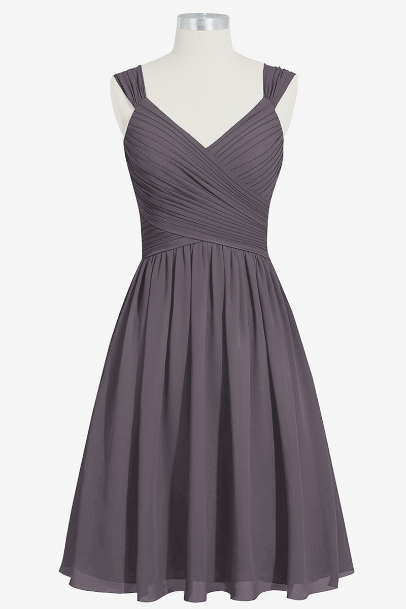 Chiffon Column V-Neck Sleeveless Bridesmaid Dress-B14006