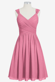 Chiffon Column V-Neck Sleeveless Bridesmaid Dress-B14006