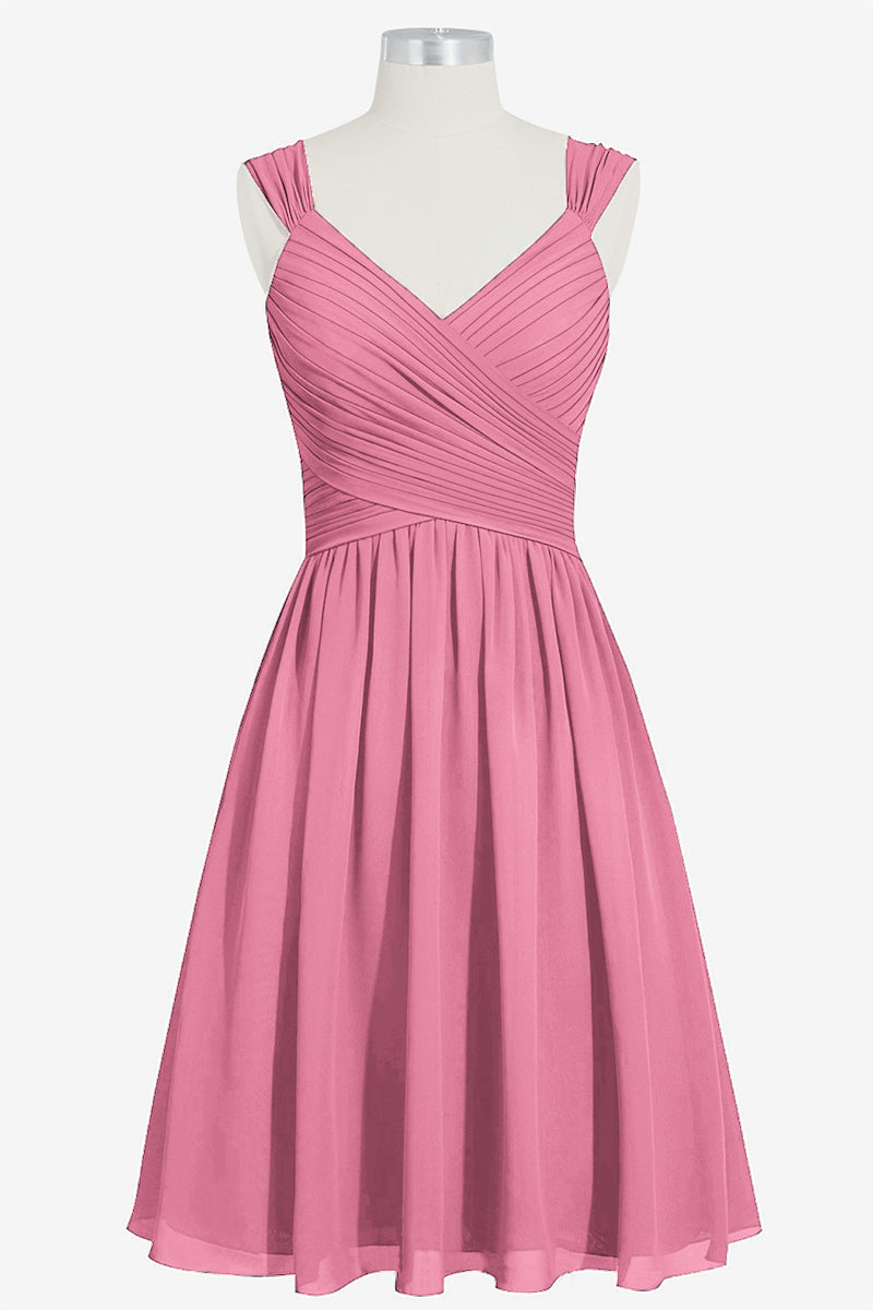 Chiffon Column V-Neck Sleeveless Bridesmaid Dress-B14006