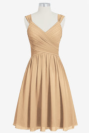 Chiffon Column V-Neck Sleeveless Bridesmaid Dress-B14006