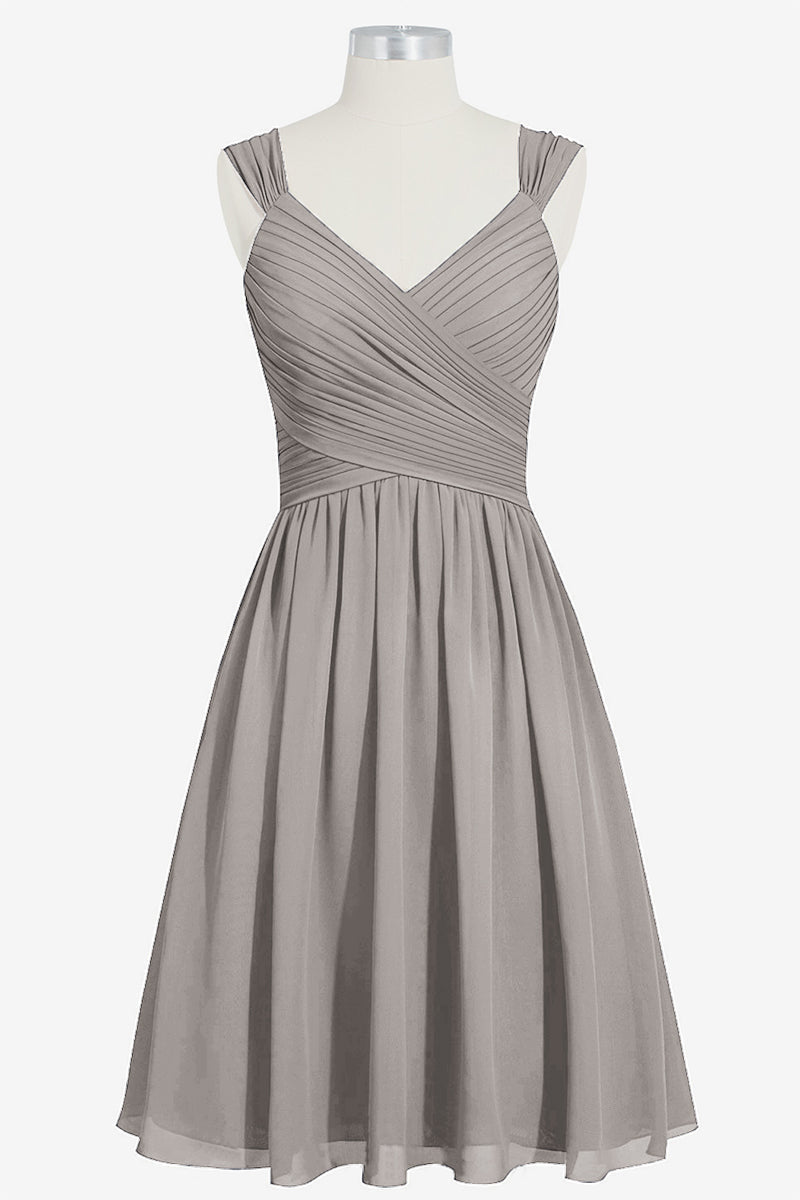 Chiffon Column V-Neck Sleeveless Bridesmaid Dress-B14006