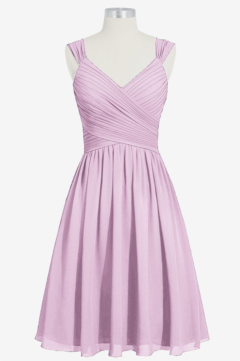 Chiffon Column V-Neck Sleeveless Bridesmaid Dress-B14006