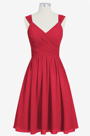 Chiffon Column V-Neck Sleeveless Bridesmaid Dress-B14006