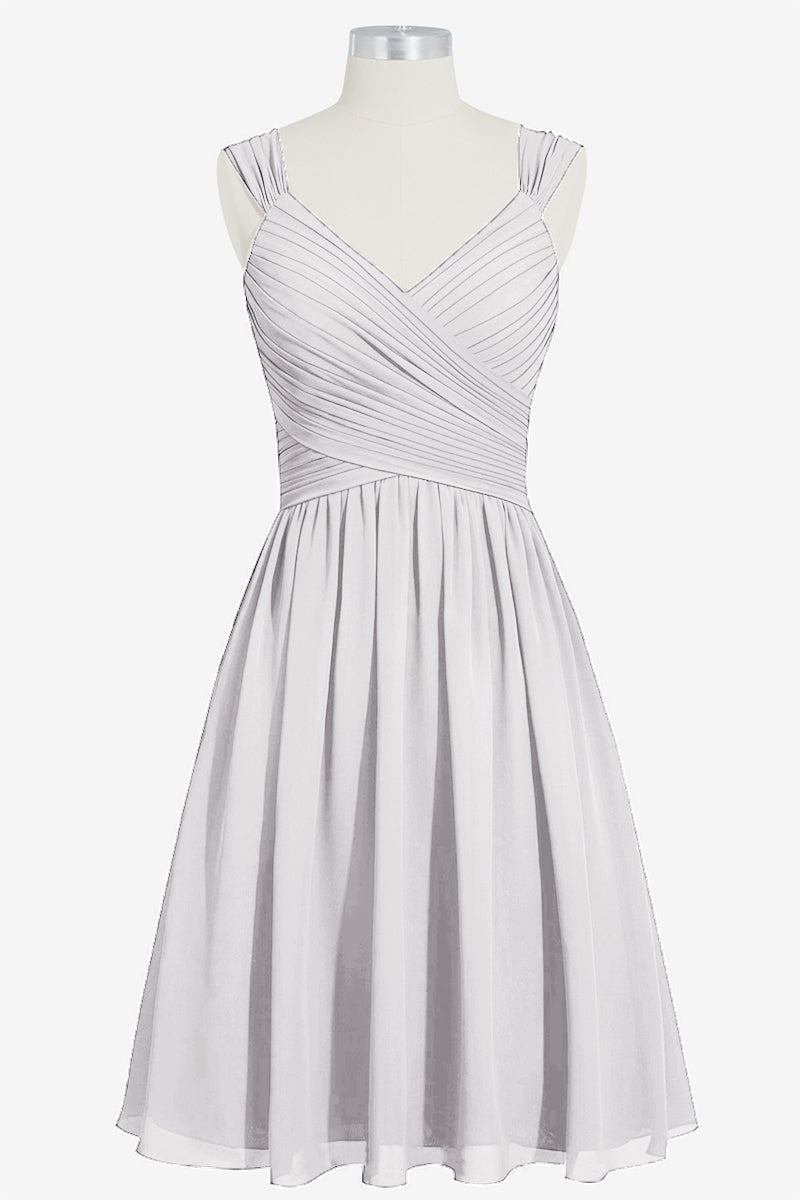 Chiffon Column V-Neck Sleeveless Bridesmaid Dress-B14006