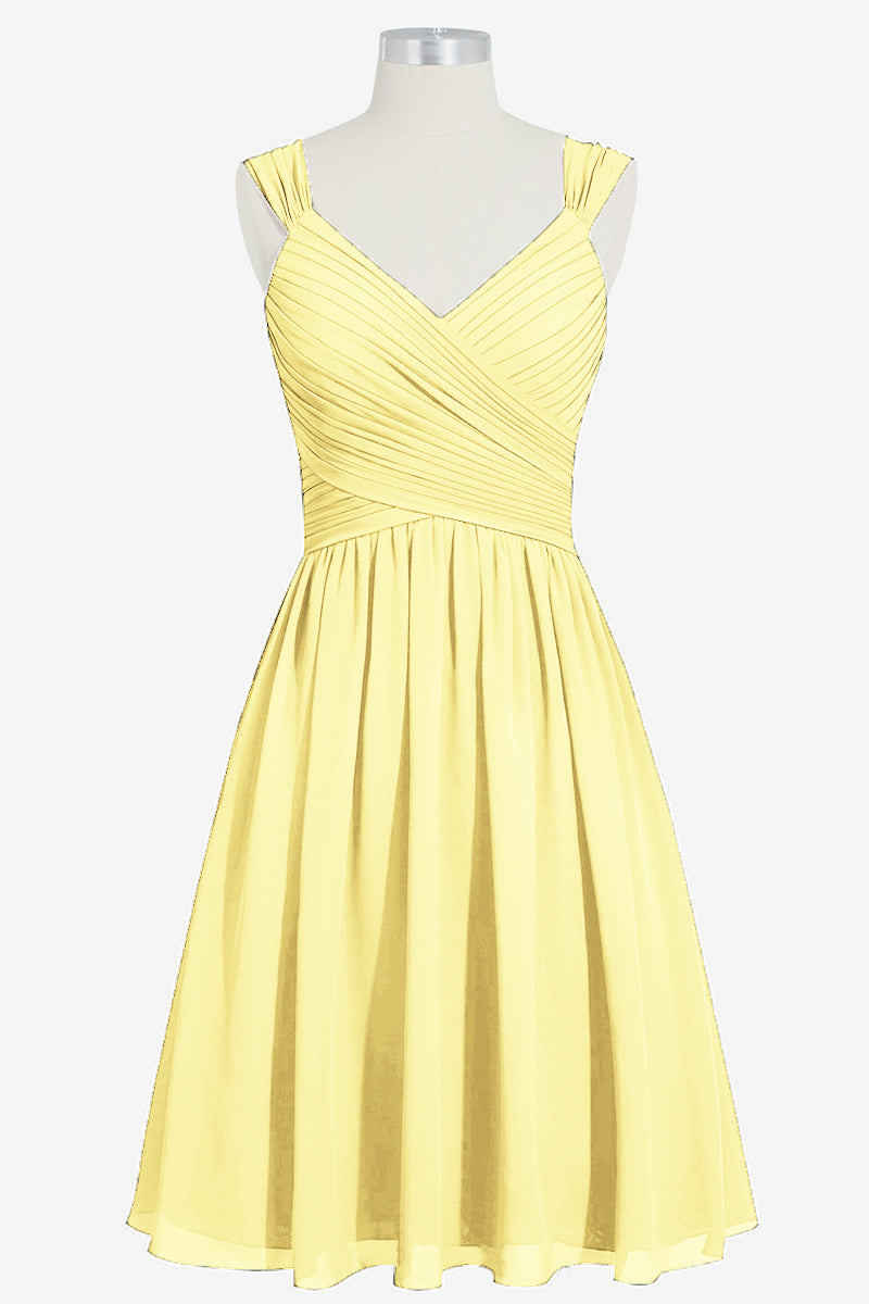 Chiffon Column V-Neck Sleeveless Bridesmaid Dress-B14006