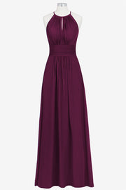 Chiffon Column Halter Sleeveless Bridesmaid Dress-B14009