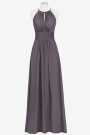 Chiffon Column Halter Sleeveless Bridesmaid Dress-B14009