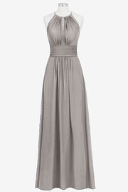 Chiffon Column Halter Sleeveless Bridesmaid Dress-B14009