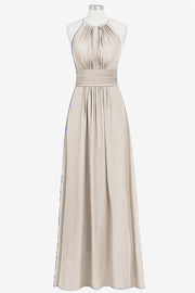Chiffon Column Halter Sleeveless Bridesmaid Dress-B14009