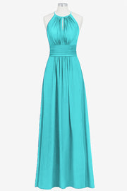 Chiffon Column Halter Sleeveless Bridesmaid Dress-B14009