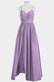 Chiffon Column Spaghetti Straps Sleeveless Bridesmaid Dress-B14014