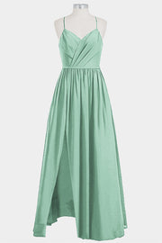 Chiffon Column Spaghetti Straps Sleeveless Bridesmaid Dress-B14014