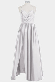 Chiffon Column Spaghetti Straps Sleeveless Bridesmaid Dress-B14014