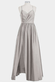 Chiffon Column Spaghetti Straps Sleeveless Bridesmaid Dress-B14014