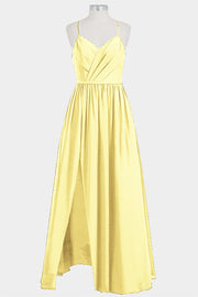 Chiffon Column Spaghetti Straps Sleeveless Bridesmaid Dress-B14014